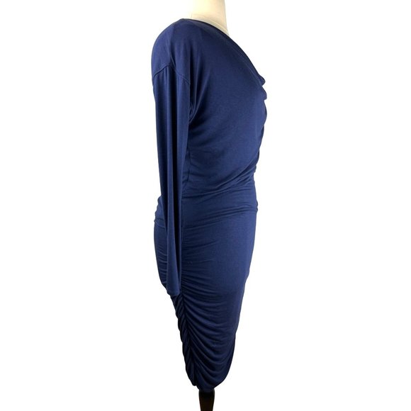 Body Con Athleta Solstice Navy Blue Draped Neck Midi Dress, Women's Size Medium - Picture 4 of 9